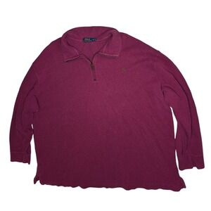 Polo Ralph Lauren Mens 2XB 2xl Big 1/4 Zip Pullover Sweater Burgundy Cotton